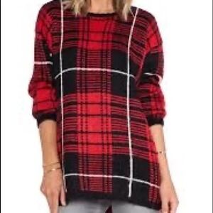 UNIF Sweater Plaid Oversized Red Black White